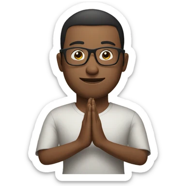 Man doing namaste with wearing specs sticker