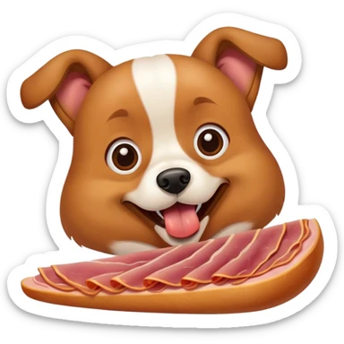 dog eating a piece of ham sticker