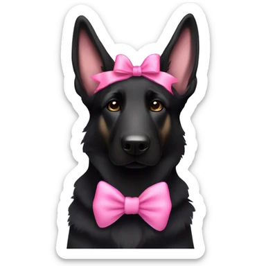 all black german shepherd with pink bow on its head sticker