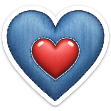 Denim heart sticker