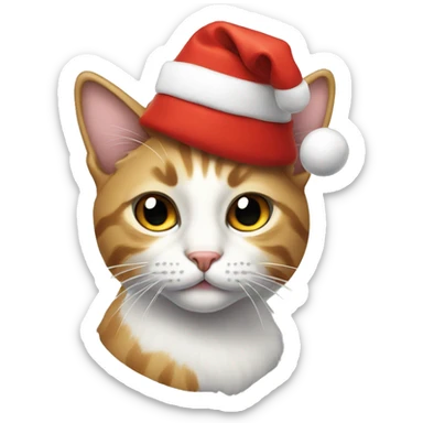 Cat with Christmas hat sticker