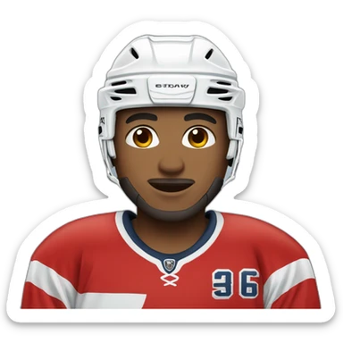 hockey player wearing red sticker