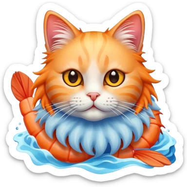 Shrimp cat in ocean sticker