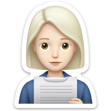 a person who has a document instead of a face sticker