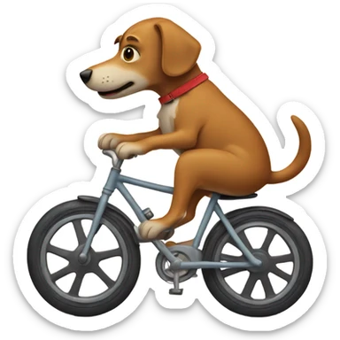 Dog riding a bike sticker