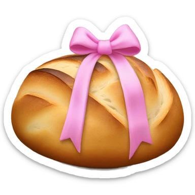 sourdough bread boule loaf with pink bow sticker