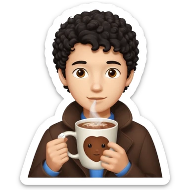 Un homme de 16 ans aux cheveux noirs bouclés avec une couleur de peau, couleur, chocolat chaud, tout skinny  sticker