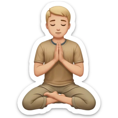 a white man kneeling on knees with hands in prayer  sticker