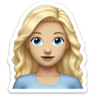 blonde hair girl with blue eyes and long eyelashes sticker