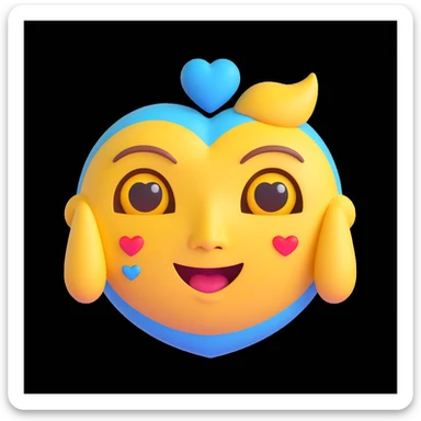 3D rendered emoji of a yellow face with heart eyes, expressing love, high quality photorealistic, smooth shading, intricate details, bright colors, clean background sticker