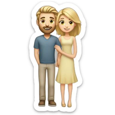 in love caucasian couple brownhear man, blonde woman sticker