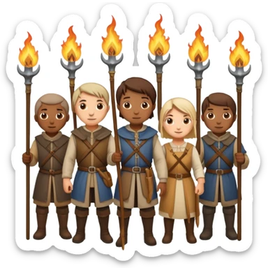 les villageois qui certains ont des fourches + torches sapé en moyen age sticker