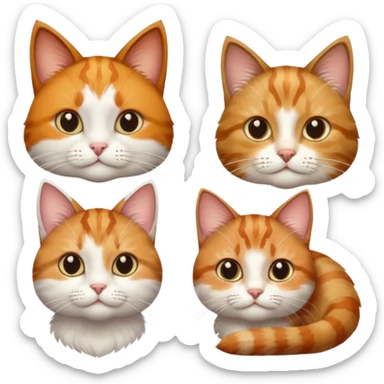 3 cats different colours including brown tabby and white, light patchy calico, and ginger and white sticker