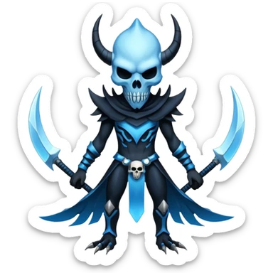 Shiny Dark Edgy  Inteleon-Amaura-Fakémon-hybrid-creature (full body) with skull face mask sticker