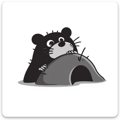 a hand drawn doodle of a mole peeking out of the earth sticker