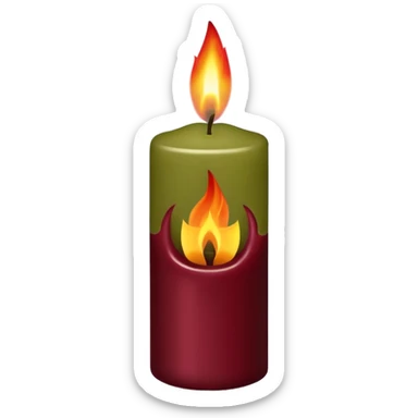 iOS emoji : olive green candle with burgundi flame  sticker