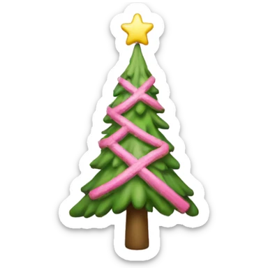 Pink Christmas tree with a cross as a topper sticker