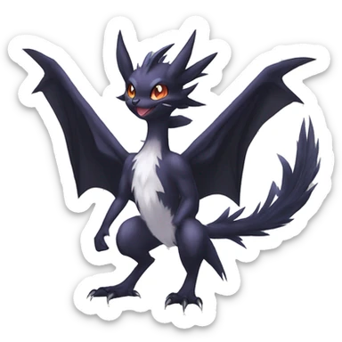Edgy Cool Fluffy Nargacuga-Noivern-Pokémon-fusion-cat Full Body sticker