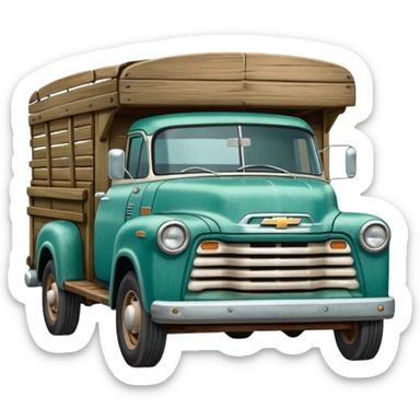 A little bluish green half ton Chevrolet truck chuck wagon  sticker
