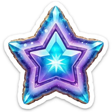 hd detailed glittering holographic star shaped geode sticker