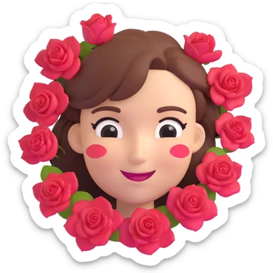 Wink face with rose petals as hair sticker