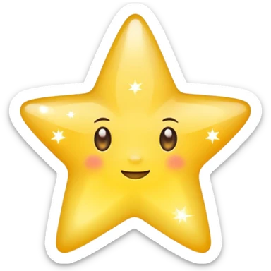 Generate a high-quality 3D cartoon-style emoji of a yellow sparkling star, glittering and shining effect, smooth gradient colors, rounded and cute appearance, no human faces, simple white background, high-resolution.

 sticker