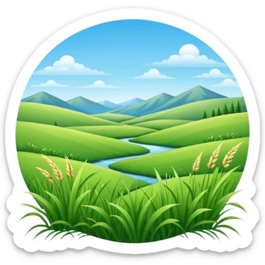 meadow with grass and clear sky, no river, no mountains sticker