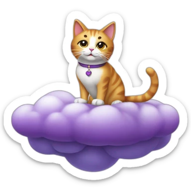 cat secretary sitting on top of the purple cloud sticker