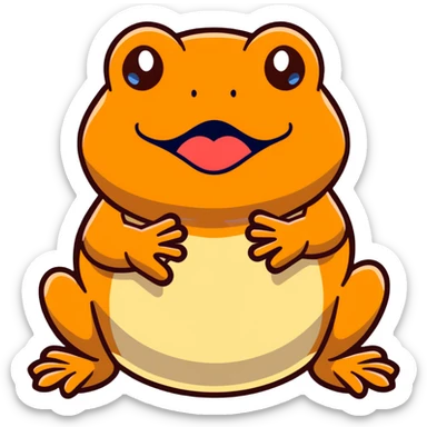 humorous toad with chocolate-covered lips making a burping expression, bufo toad character sticker
