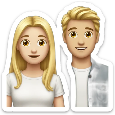 white teenage girl and white teenage boy sticker