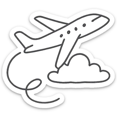 fine line tattoo design of an airplane with a cloud, smooth, feminine, delicate, minimal and elegant sticker