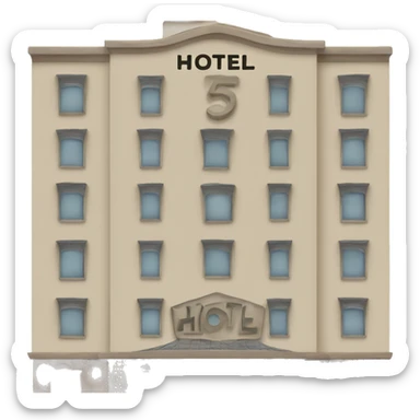 5 starts hotel building with sign “hotel” sticker