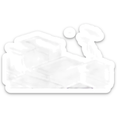 Two purple Parallelepipeds one in each side with a white letter in the middle of each sticker