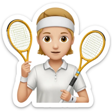 Tennis player with white sweatband sticker