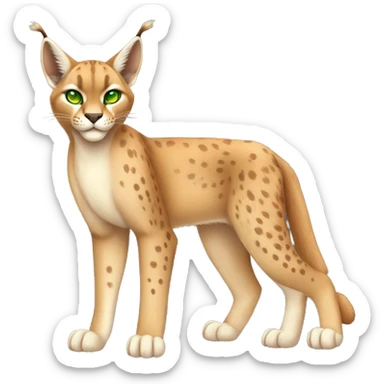Beige Lynx-Caracal-hybrid with orange points with spots, green eyes brown toes, and short tail, full body sticker