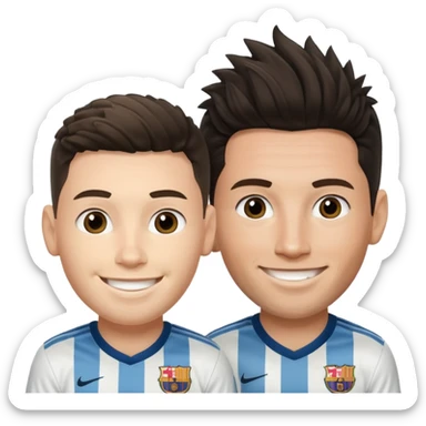 Prime noodle hair ronaldo and prime 2012 messi Smiling in one Photo  sticker