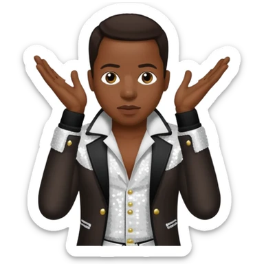 Michael Bivins from New Edition with dark brown hair, white sequin outfit sticker