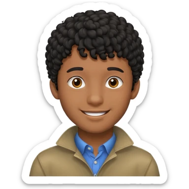 Young man with black curly hair fringe Haircut and dark skin sticker