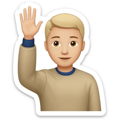 a man waving with his hand tilted forward sticker