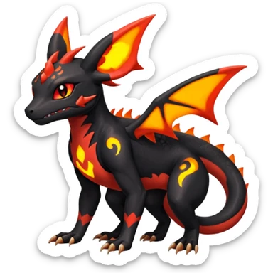 Exotic Volcanic Guilmon-Salandit-Umbreon-Fakémon-hybrid-creature (full body)  sticker