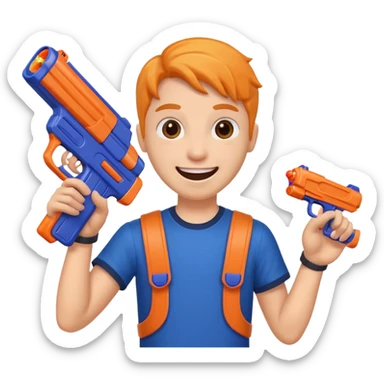 smiling face with nerf gun sticker
