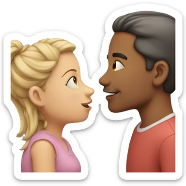 Girl and guy rubbing nose sticker
