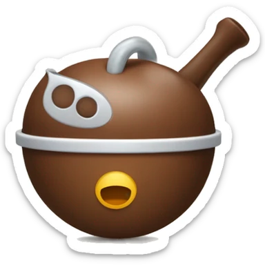 un tazon redondo y pequeño de colo marron que tenga una bombilla sticker