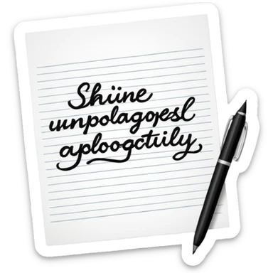 handwritten note "shine unapologetically" elegant style sticker