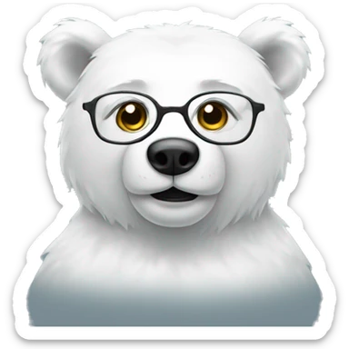 white bear with glasses sticker
