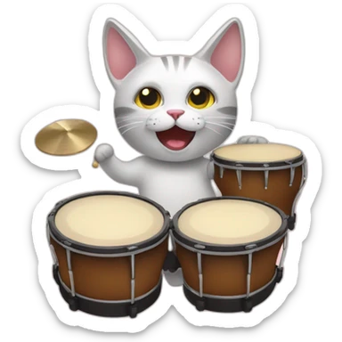 Cat with bongos sticker