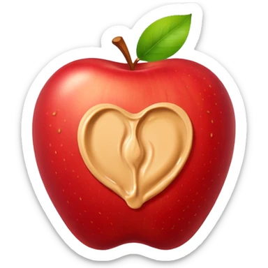 apple with peanutbutter sticker