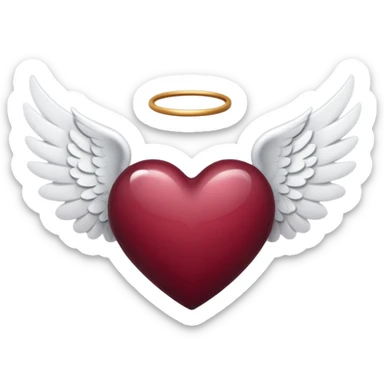 heart with angel wings wine color sticker