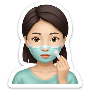 Asian women doing facial mask beauty sticker