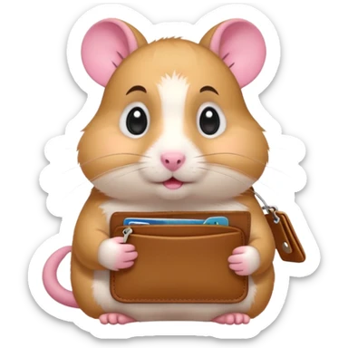 cartoon-style hamster melancholy expression opening his wallet to showcase nothing sticker